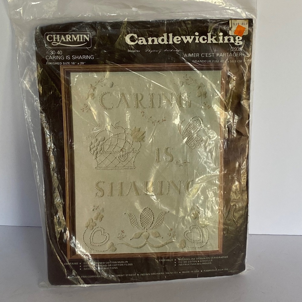 Charmin Candlewicking Kit Caring Is Sharing 16x20 New Vintage Janlynn 30-40